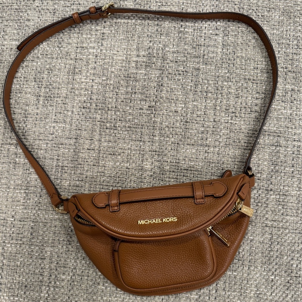 Michael Kors Brown Crossbody Bag with Gold Hardware